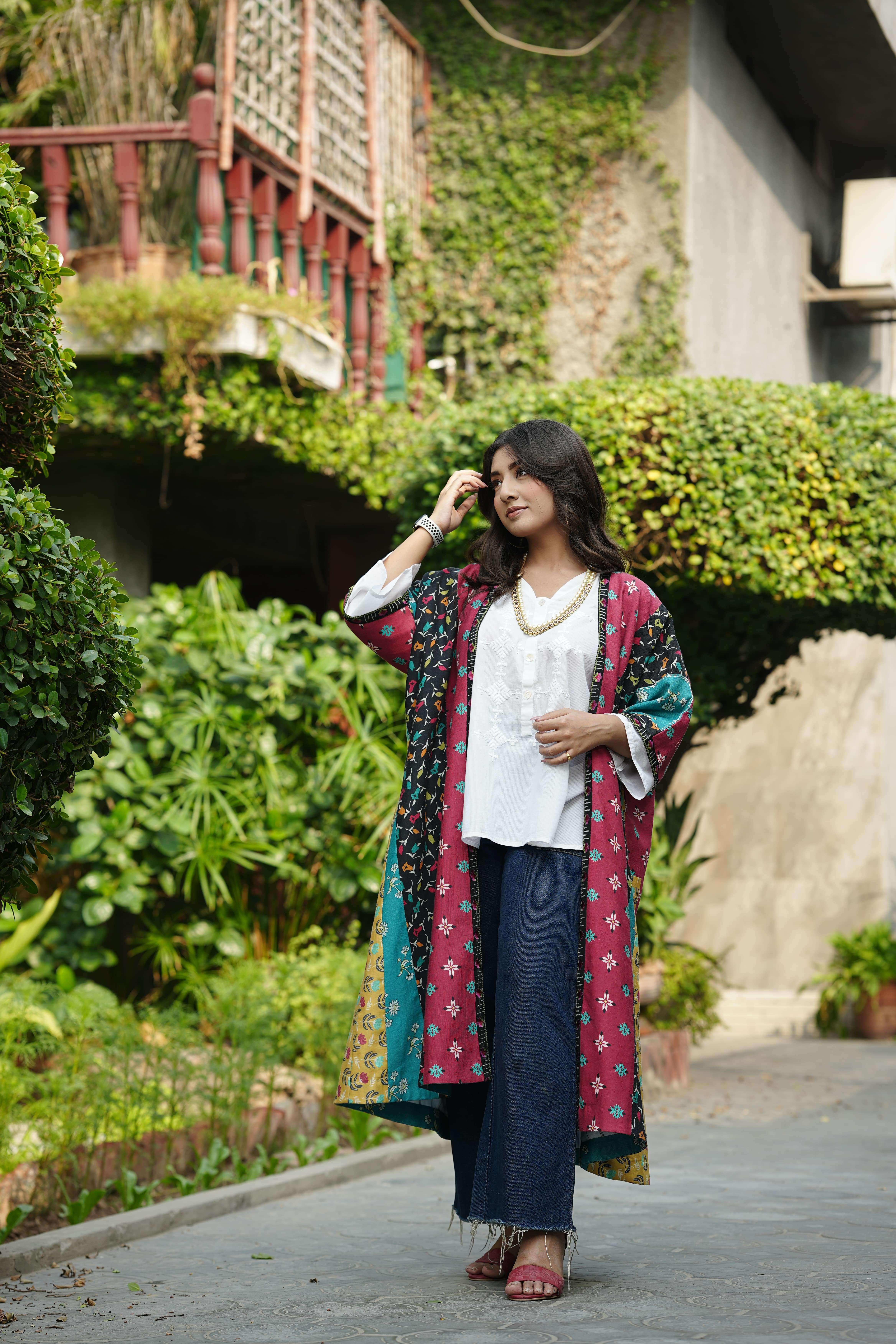 Vibrant Floral Patch Kimono